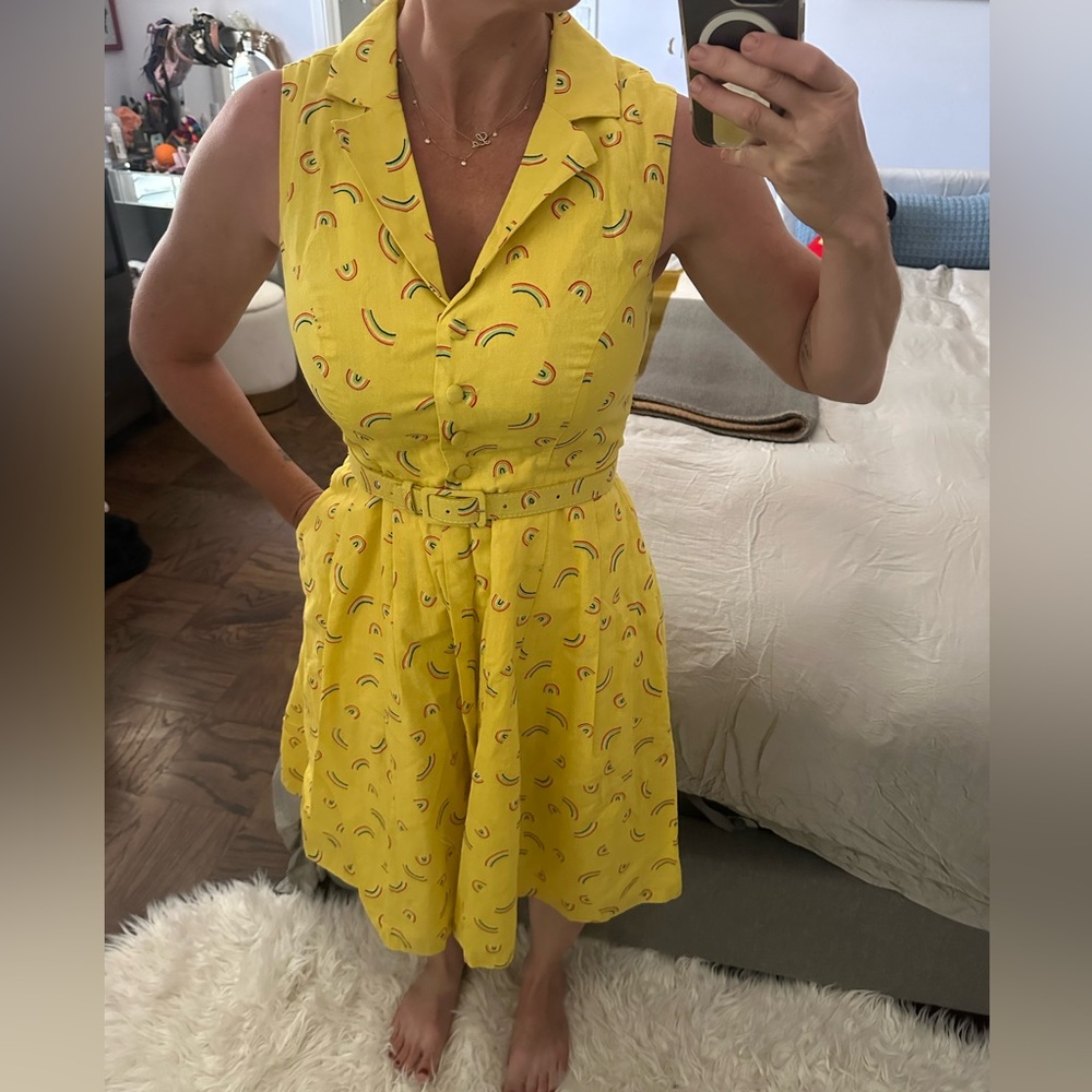 Modcloth Yellow Patterned Dress - image 2